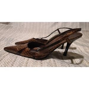 Bandolino Kitten Heels Size 81/2 Brown Marble Snake Pointy Toe